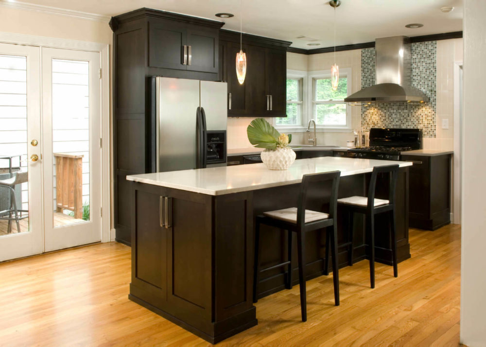 brown wood kitchen cabinets