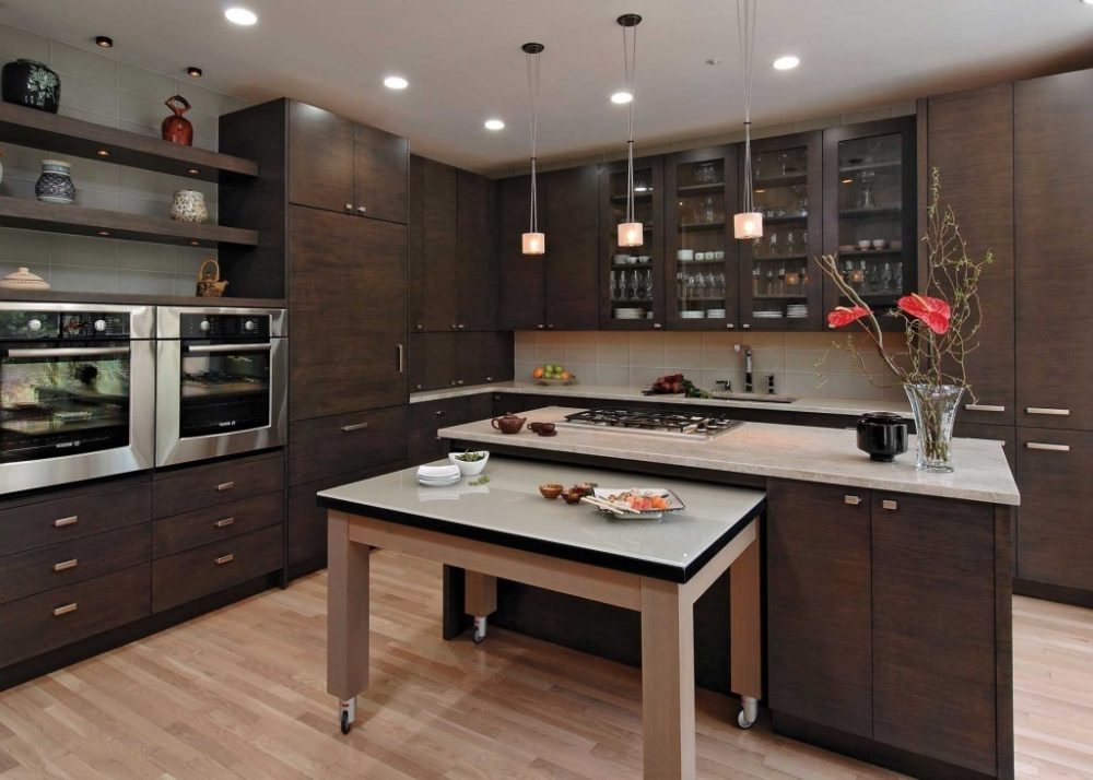 kitchen with dark cabinets