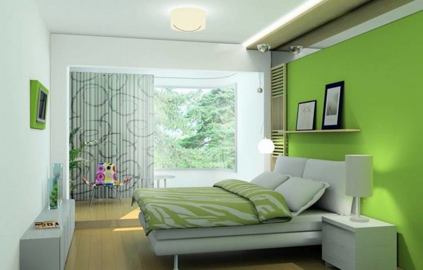 White-green bedroom