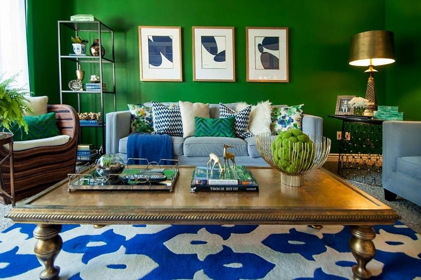The combination of blue and green
