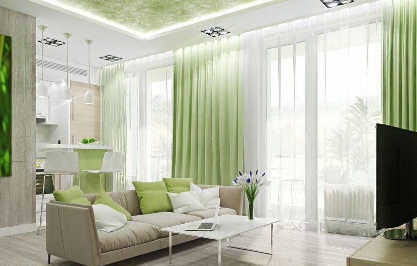 White-green interior