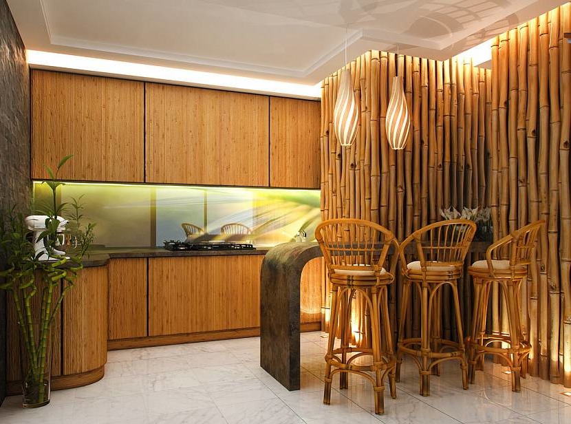 Bamboo furniture in the interior