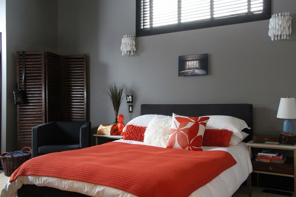 black and red bedroom