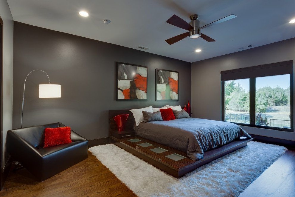 Simple Red And Black Bedrooms 