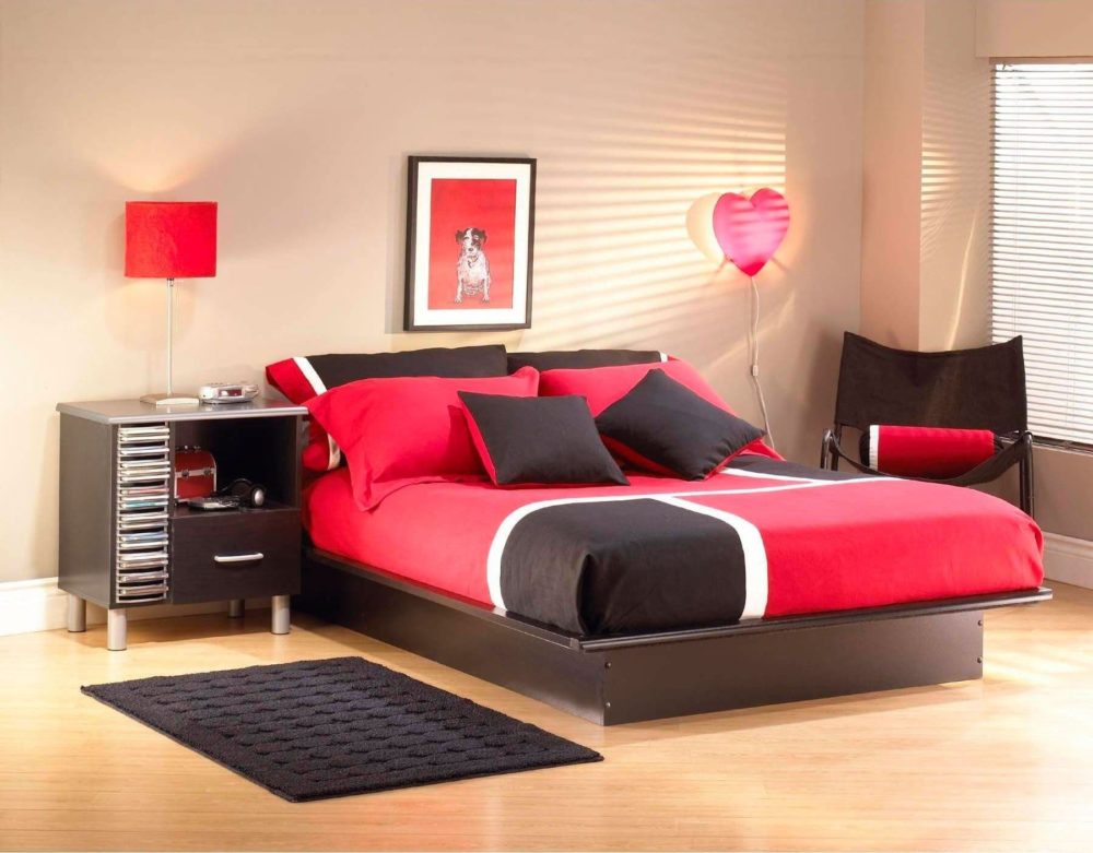 red and black bedroom