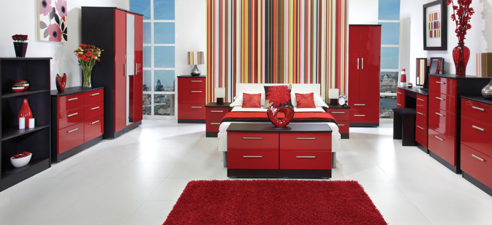 black and red bedroom
