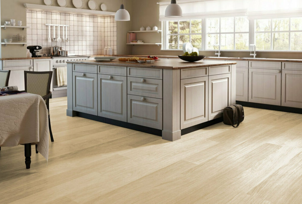 kitchens with light wood floors