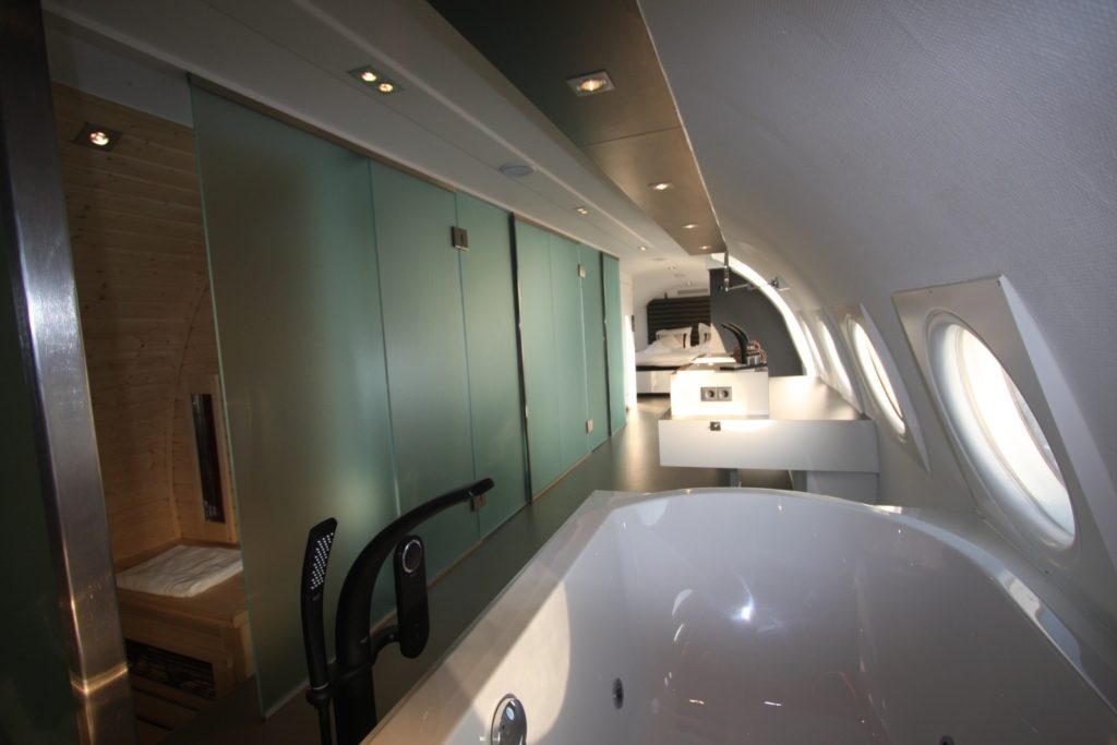 Inside private jet bathroom
