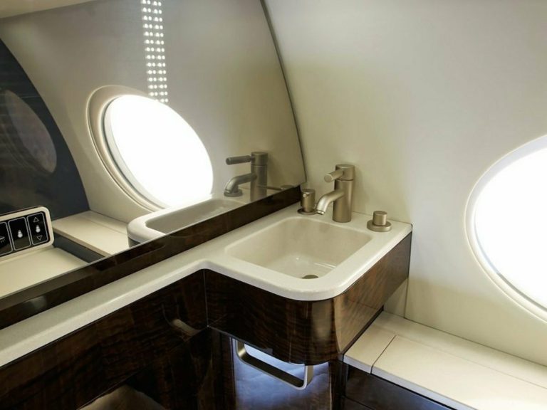Inside private jet bathroom