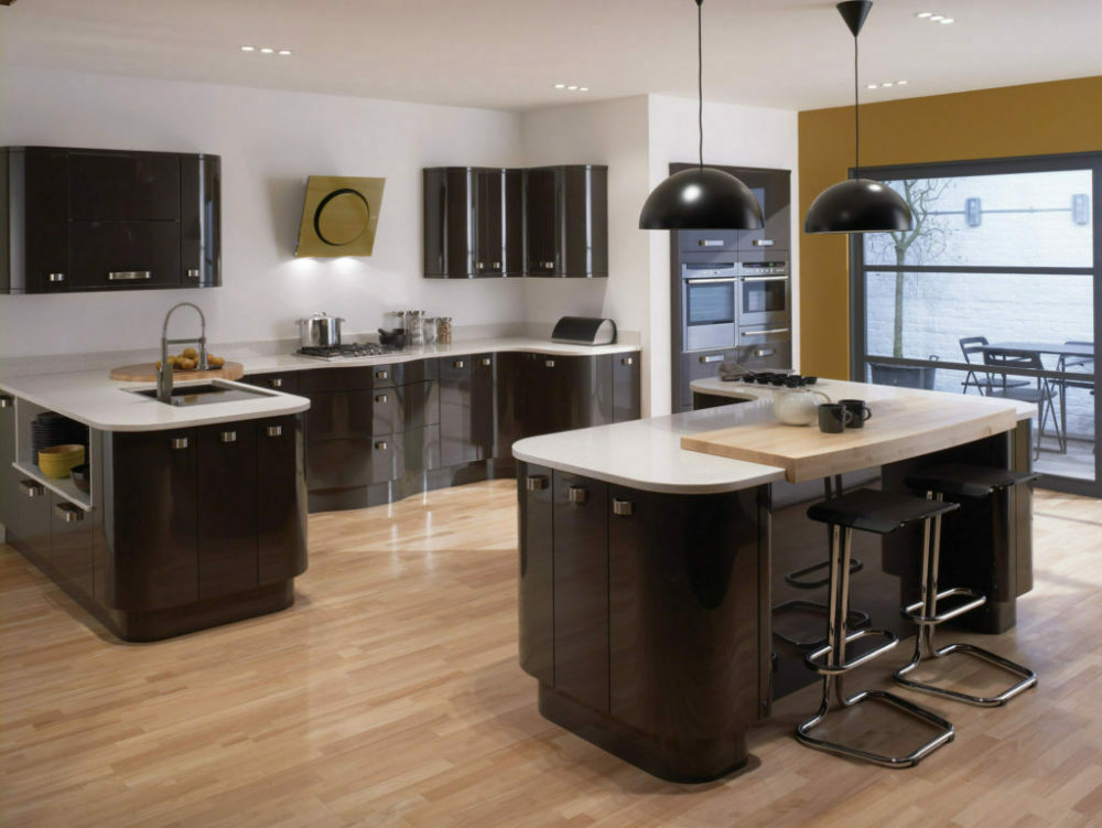 kitchen with dark cabinets