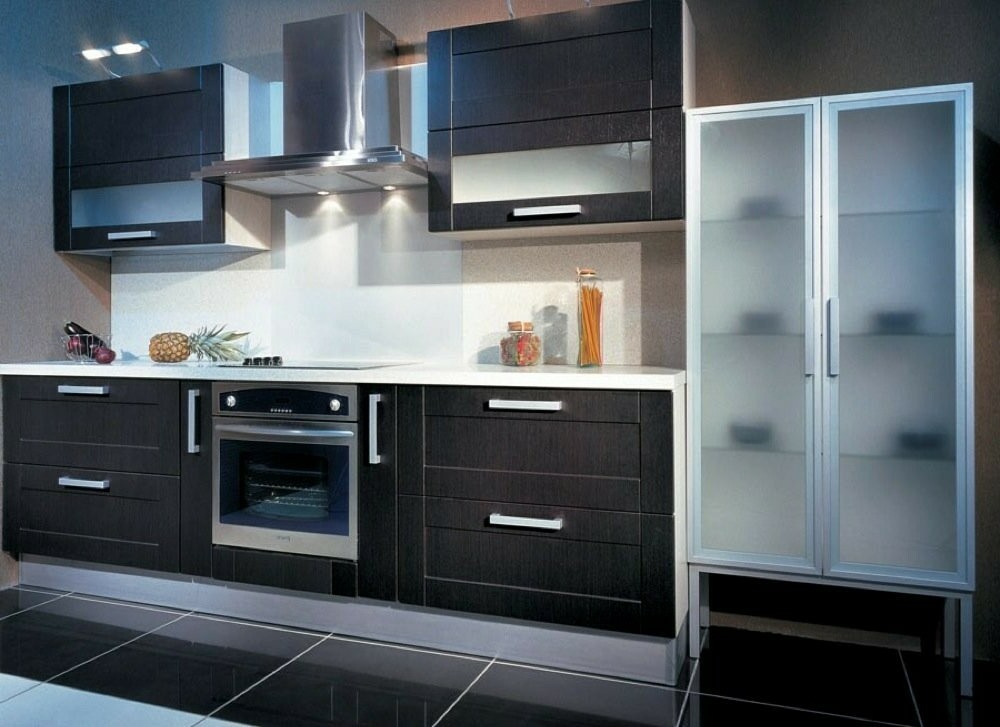 kitchen with dark cabinets