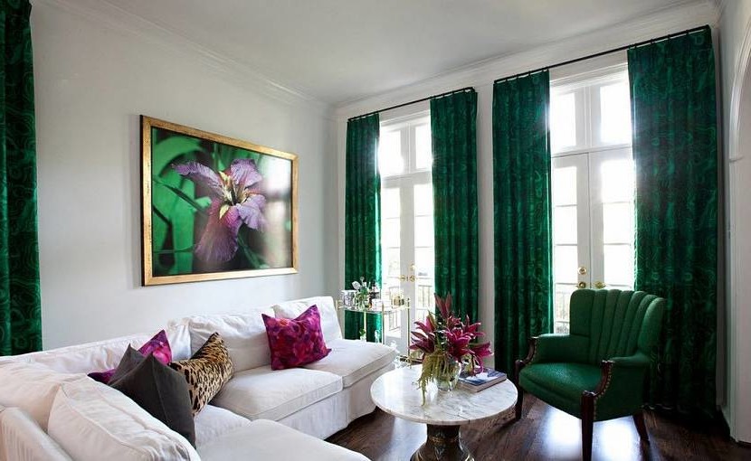 Living room in green colors