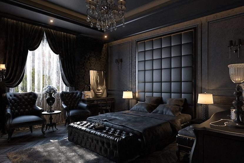 Gothic in the bedroom interior