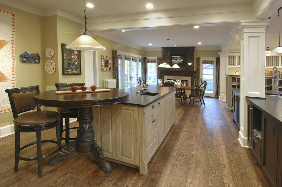 kitchens with light wood floors