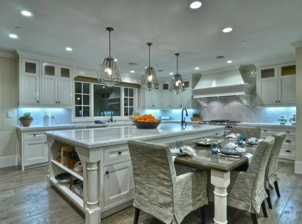 kitchens with light wood floors