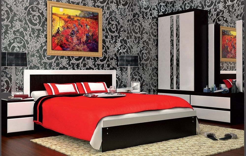 red and black bedroom