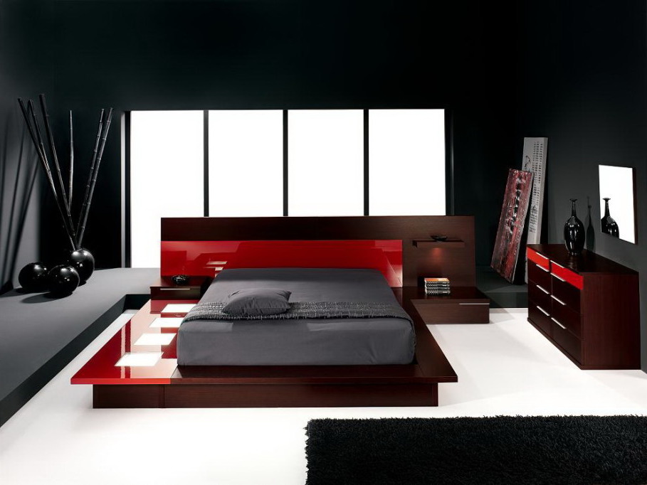 red and black bedroom