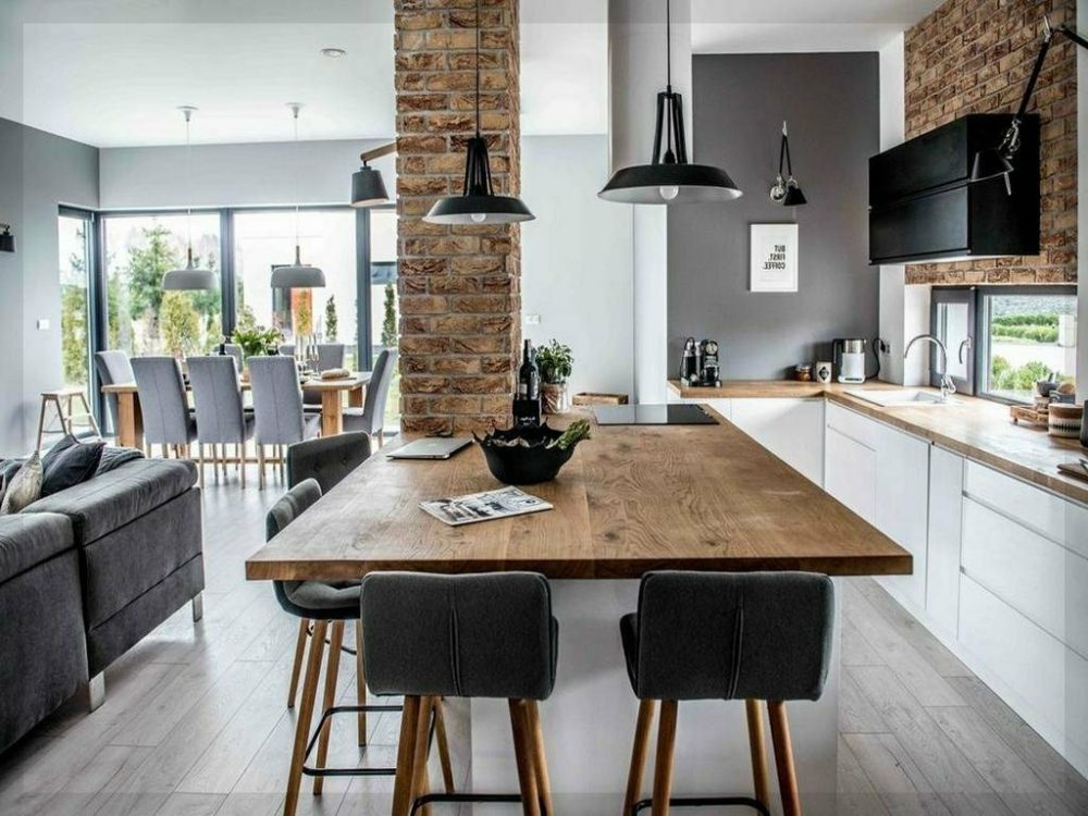 kitchens with light wood floors