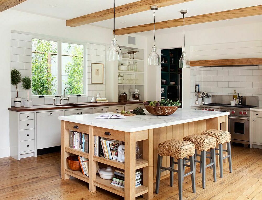 kitchens with light wood floors