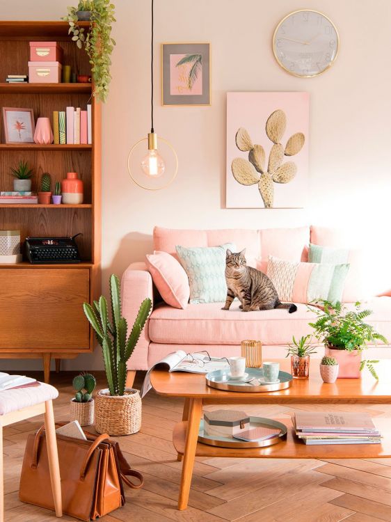 Living room for Spring decor ideas with Plants, Flowers and bright colors