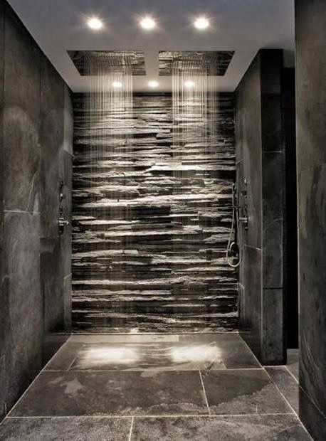 Modern bathrooms with shower or bathtub with hydromassage