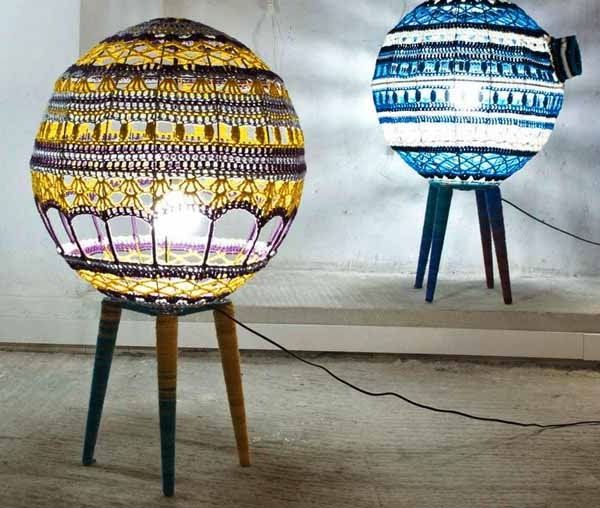 Recycled knitted lamps