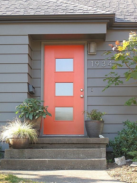 Main doors in orange or red
