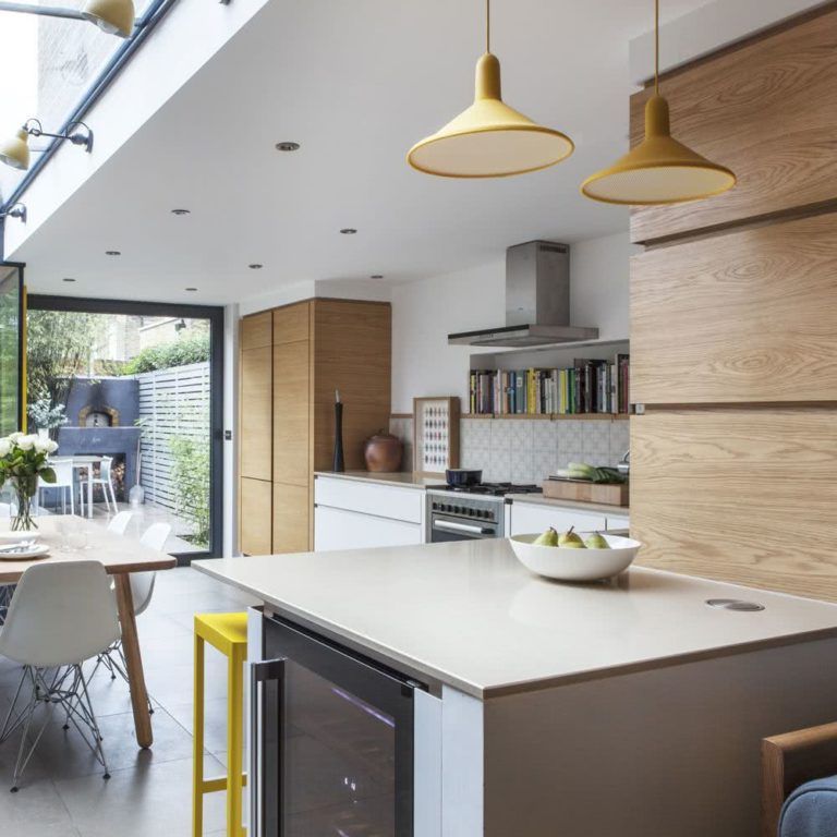 Kitchens open to the living room or dining room