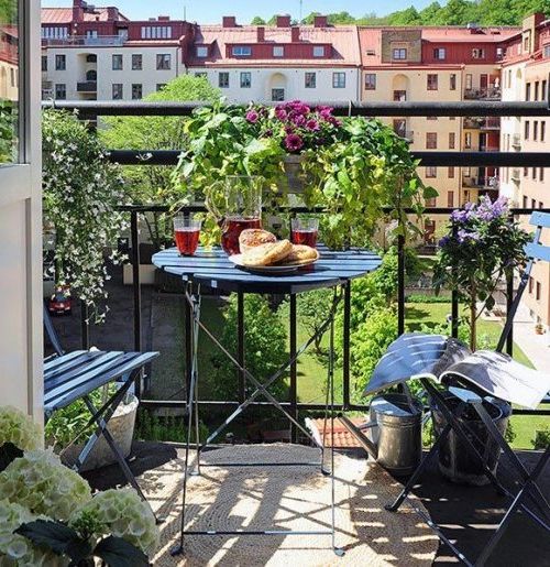 Chairs and tables in the decoration of small balconies