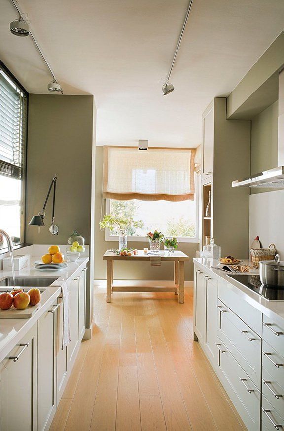 Small elongated kitchens