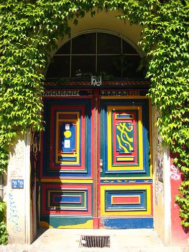 multicolored doors