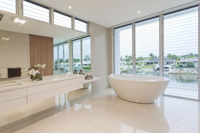 Modern bathrooms with shower or bathtub with hydromassage