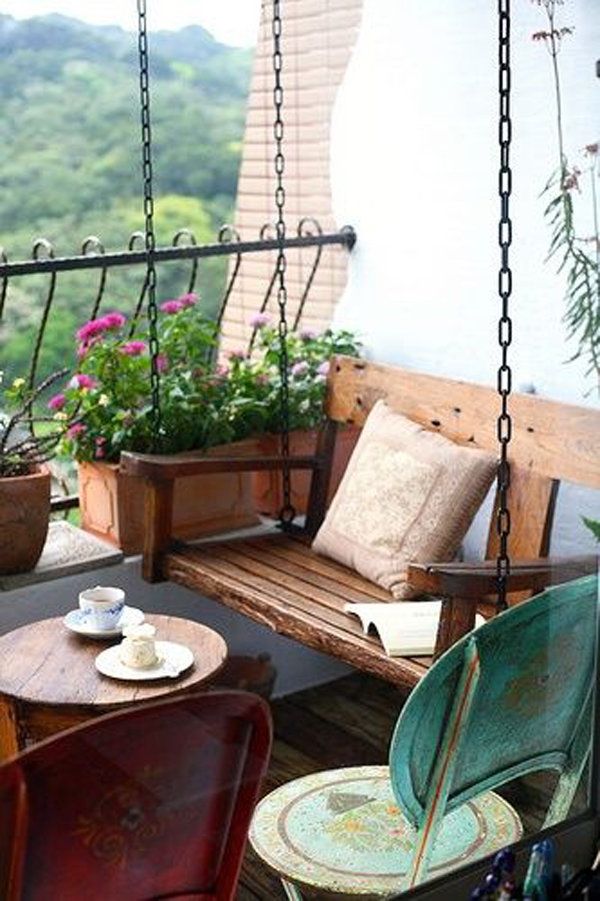 Chairs and tables in the decoration of small balconies