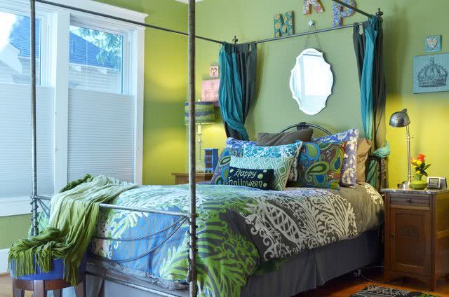 lime green and blues