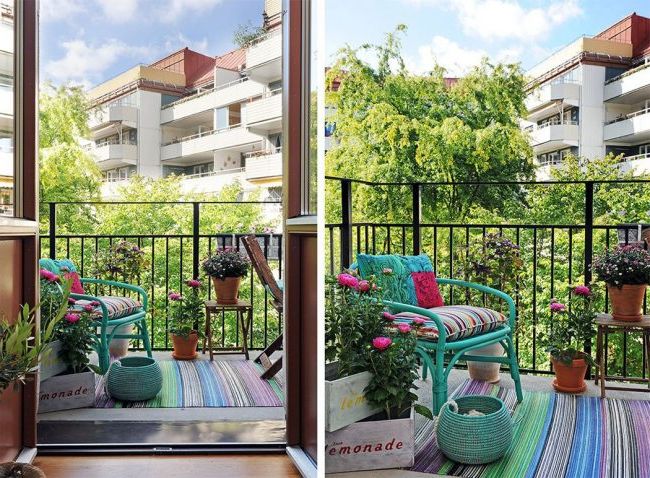 Chairs and tables in the decoration of small balconies