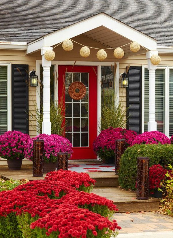 Main doors in orange or red