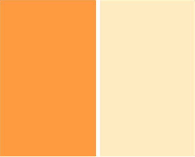Creamy yellow and saturated orange