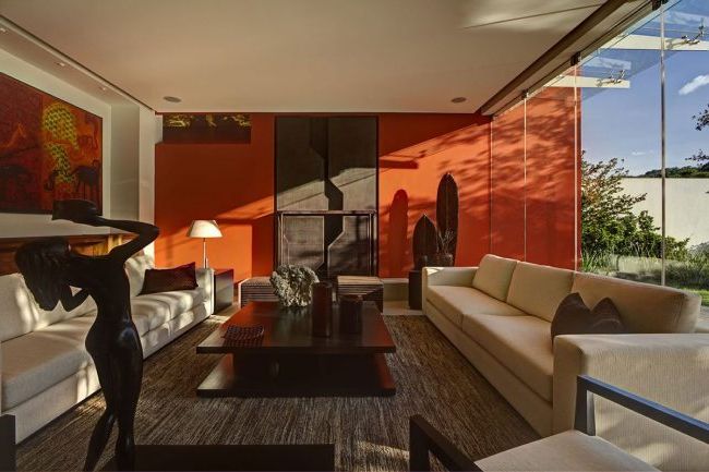 Orange color in living rooms