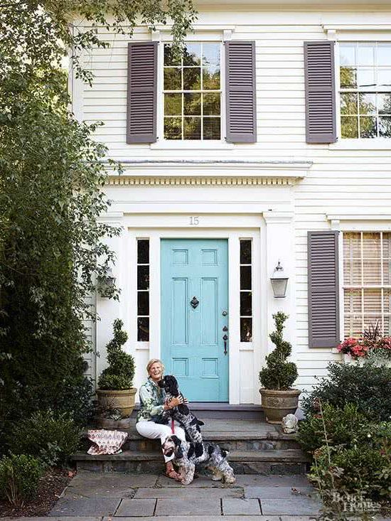 Front door with strong color