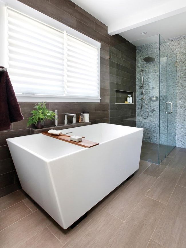 Modern bathrooms with shower or bathtub with hydromassage