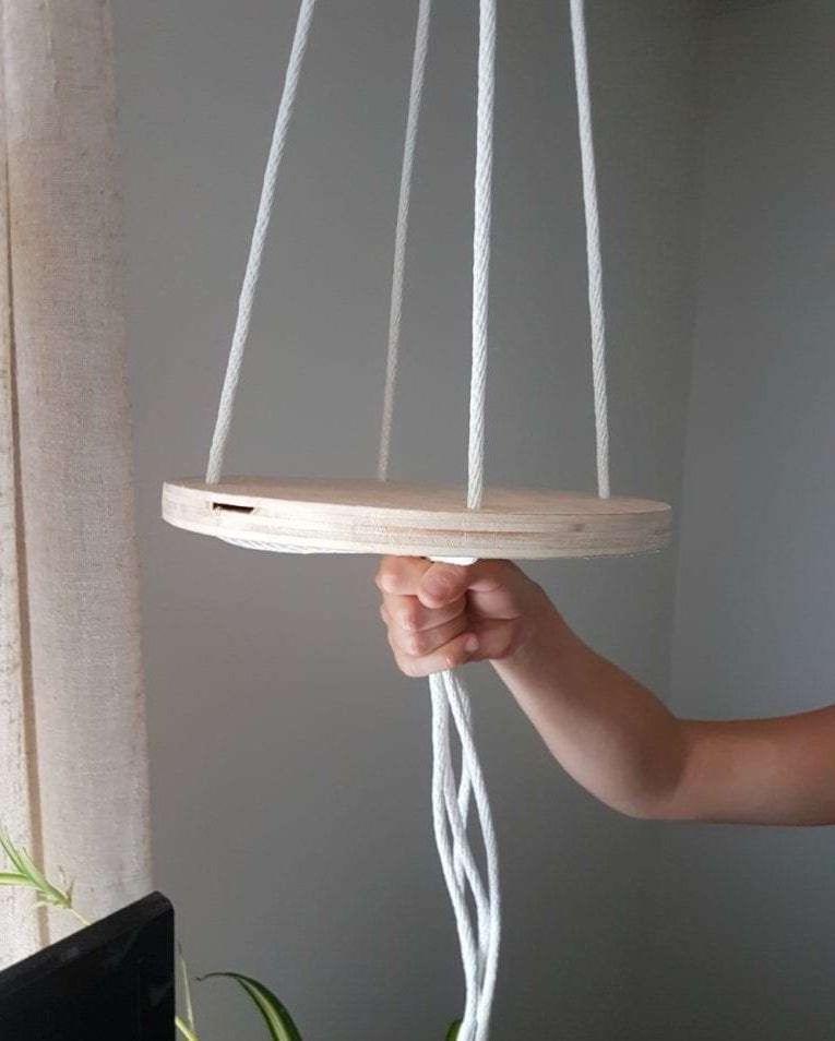 Hanging planter with wooden base