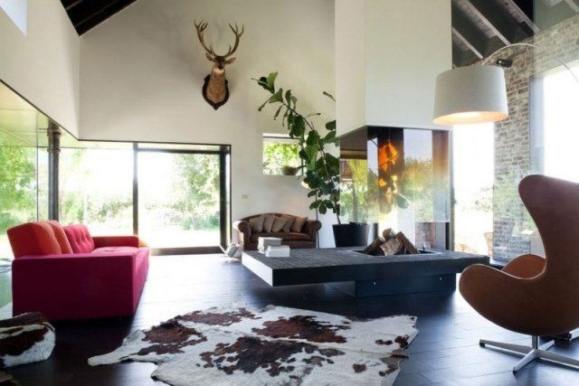 Modern living rooms with fireplace