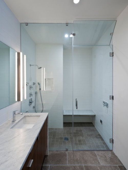 Modern bathrooms with shower or bathtub with hydromassage