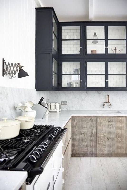 White and wood kitchens