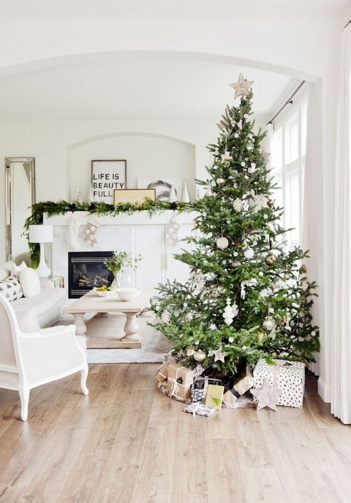 White and silver Christmas trees