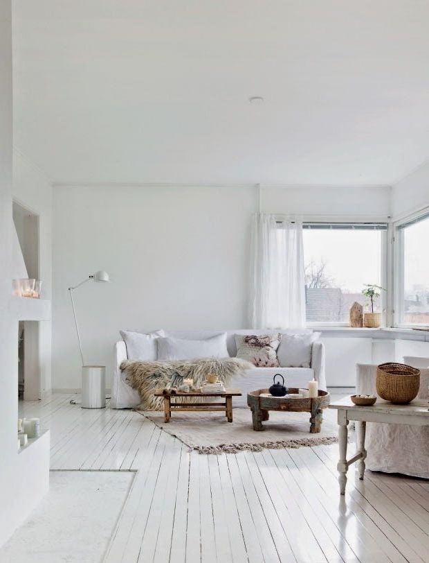 White rooms with beige or brown