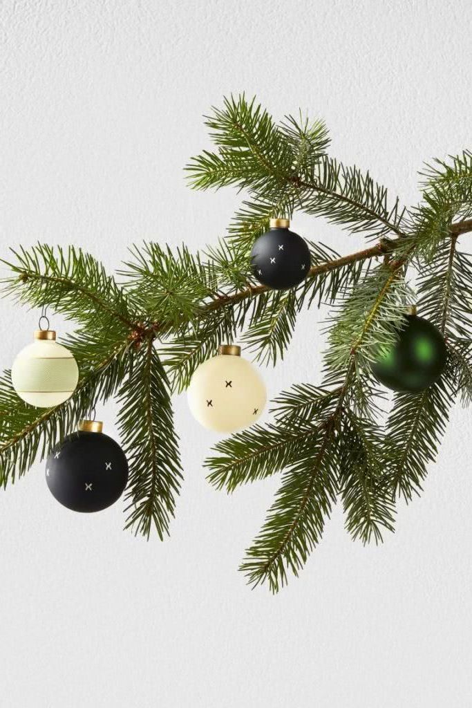 Christmas spheres with minimalist decorations