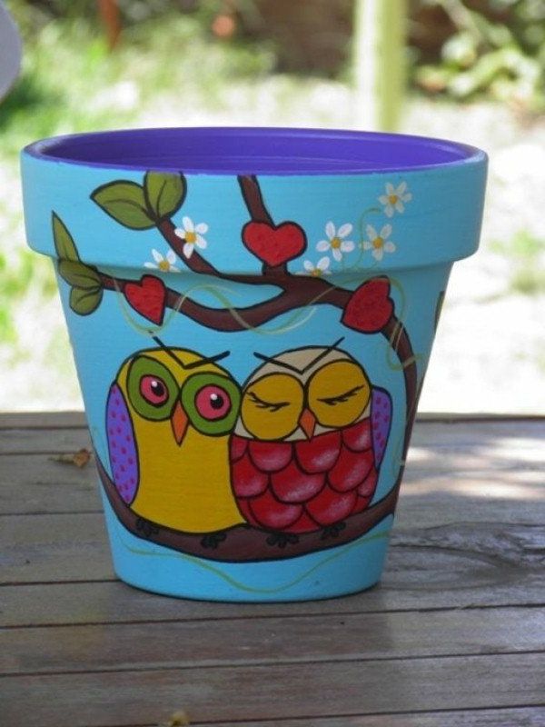 Pots painted with creative designs