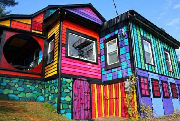 Colorful house facades