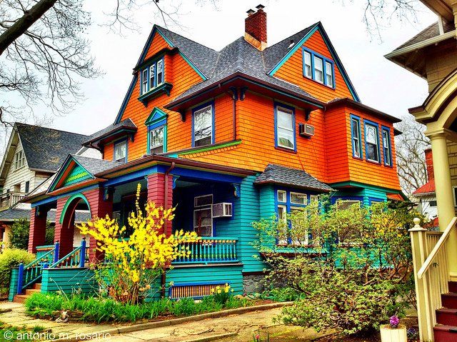 Colorful house facades